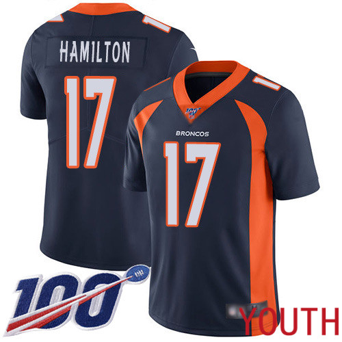 Youth Denver Broncos 17 DaeSean Hamilton Navy Blue Alternate Vapor Untouchable Limited Player 100th Season Football NFL Jersey